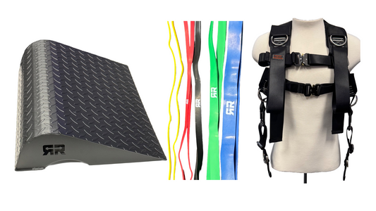 squat harness Facebook support group equipment including squat ramp, resistance bands, and harness.