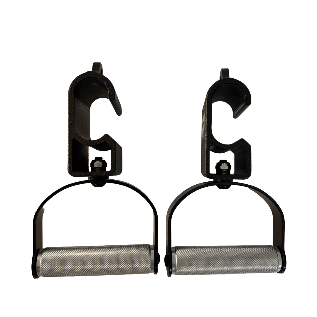 Ripped Handles: rotating multi-use pull-up handles with bearing-mounted grips